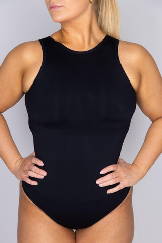 Svört aðhaldssamfella með háu hálsmáli